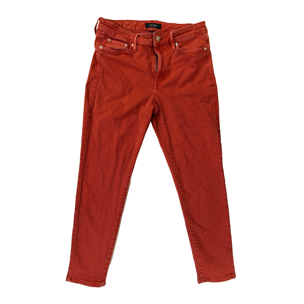 Ralph Lauren Red Skinny Jeans Womens 8 Colorful Boho Denim 2000s